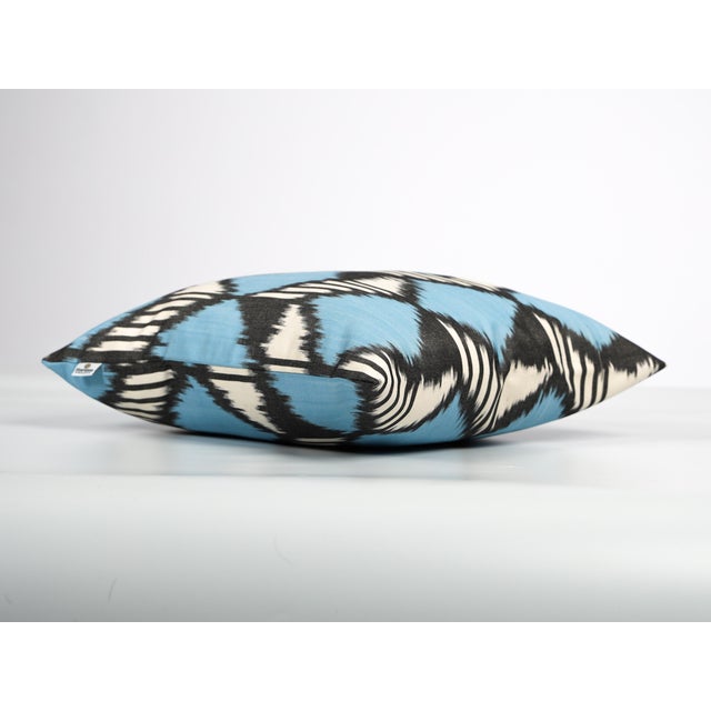 Blue Geometric Ikat Pillow Cover For Sale In Philadelphia - Image 6 of 6