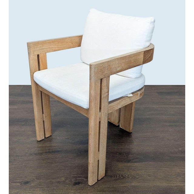 Restoration Hardware Restoration Hardware Matira Teak Armchair With White Cushions For Sale - Image 4 of 11