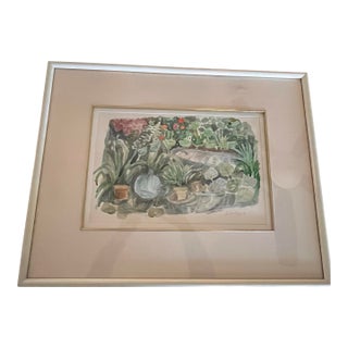 Late 20th Century Judith Bledsoe “The Garden Ii” Original Watercolor, Signed, Circle Gallery For Sale