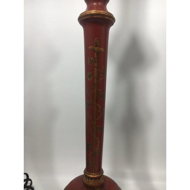 Chinoiserie Cinnabar Red Neoclassical Style Buffet Lamps For Sale - Image 3 of 9