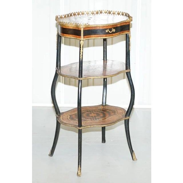 We are delighted to offer for sale this stunning original Napoleon III brass gallery rail side table in fruitwood A very...