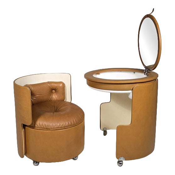 Dilly Dally Vanity Set by Luigi Massoni for Poltrona Frau, 1960s, Set of 2 For Sale