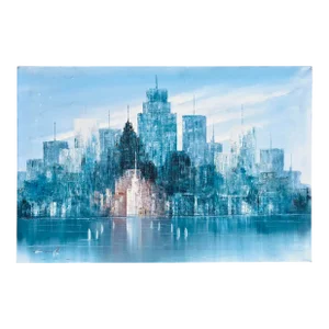 Vintage Mid-Century W. Bonsall "Skyline Cityscape” Abstract Oil Painting