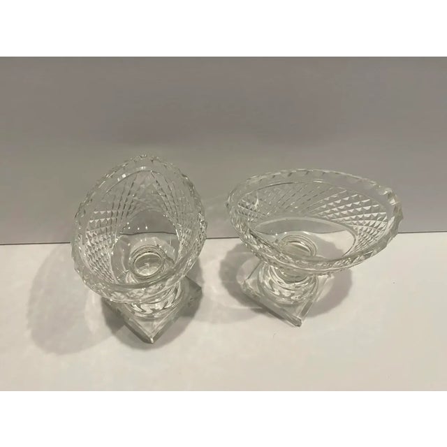 Traditional Antique Irish Cut Glass Salt Cellars - A Pair For Sale - Image 3 of 6