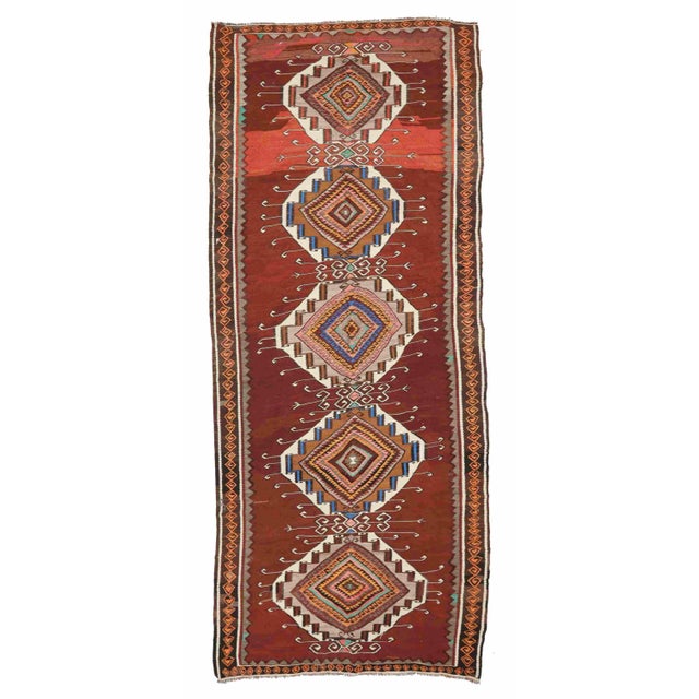 Textile Vintage Turkish Kars Kilim Rug For Sale - Image 7 of 7