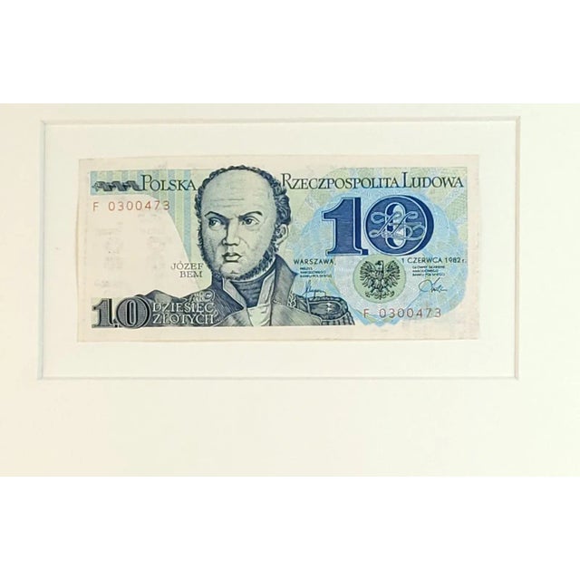 Vintage Polish currency, framed.