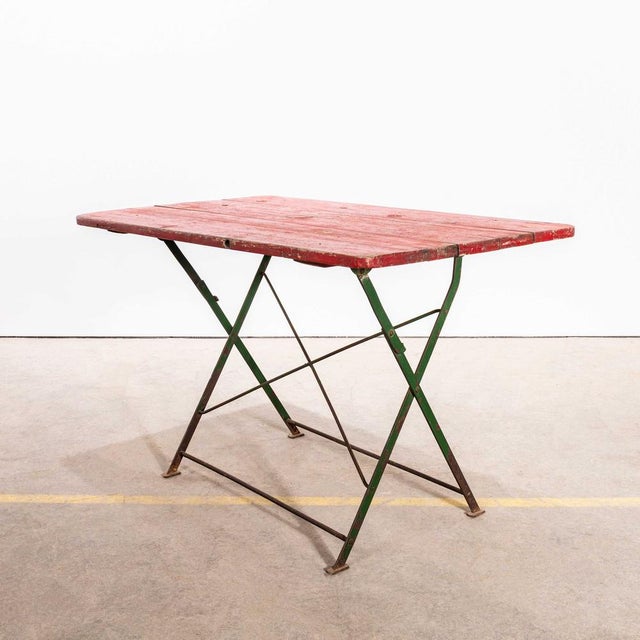 French Folding Wood and Forged Metal Base Table, 1950s For Sale - Image 10 of 10