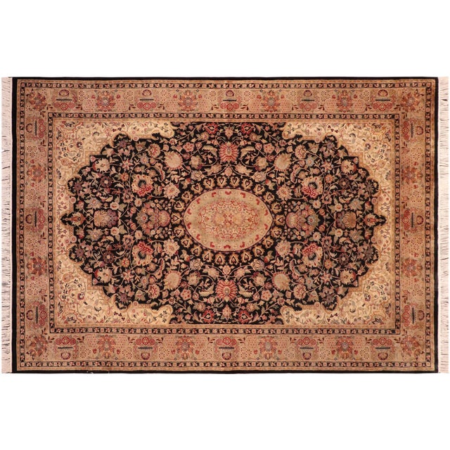 Black Heritage 1990's Pak-Persian Black/Taupe Wool Rug - 6'1'' X 8'10'' For Sale - Image 8 of 9