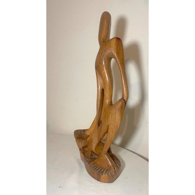 Large Vintage Hand Carved Abstract Contemporary Wood Figural Sculpture Statue For Sale - Image 9 of 11
