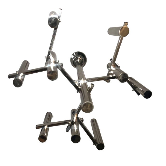 Silver Gaetano Sciolari Chrome Tubular Chandelier. Italy, 1970's. For Sale - Image 8 of 8