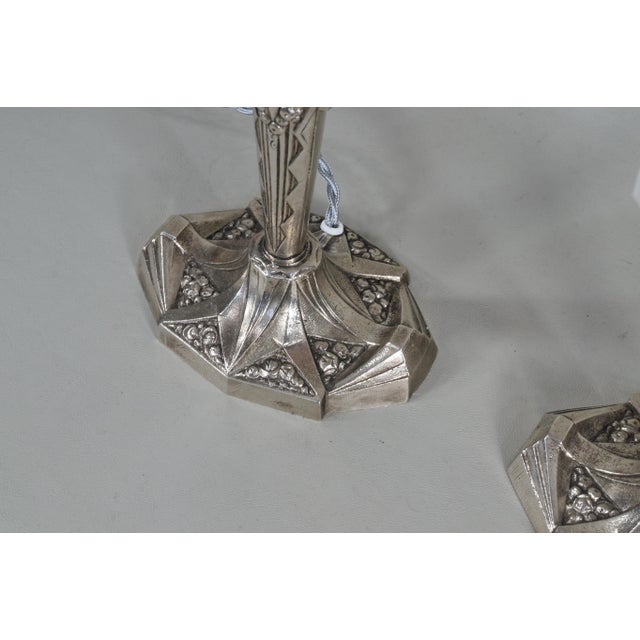 Metal French Art Deco Table Lamp by Ejg Jean Gauthier - A Pair For Sale - Image 7 of 11