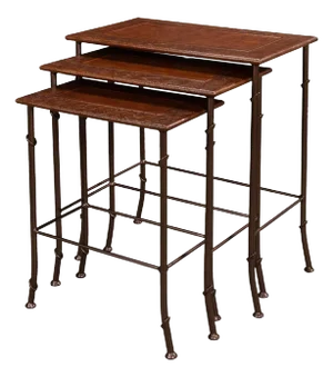Modern Leather-Top Nesting Tables - Set of 3