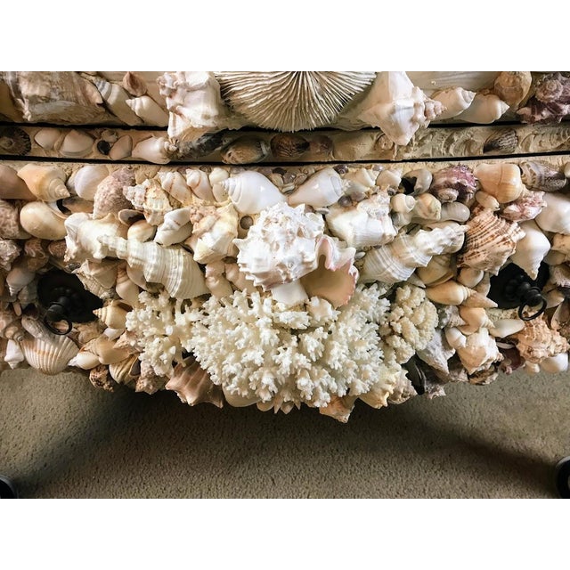 French Late 20th Century The Siren's Commode: A French Bombe Grotto Seashell-Encrusted Masterpiece For Sale - Image 3 of 8