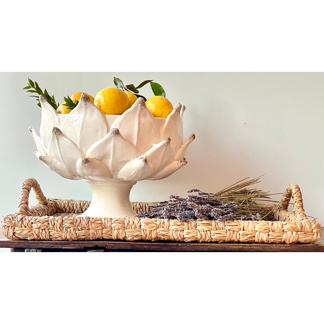 Handcrafted in Tuscany, this large Italian majolica artichoke bowl is made using a remarkably labor-intensive traditional...