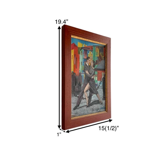 The Vintage Tango Argentina Painting from 1999 depicts dancers in La Boca, Buenos Aires, capturing the essence of the...