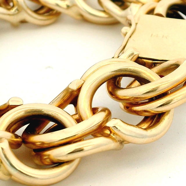 Vintage Italian 14k Gold Chunky Link Bracelet, 92 Grams For Sale - Image 14 of 16
