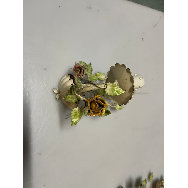 Tole Flower Sconces, 1960s, Set of 2 For Sale - Image 12 of 16