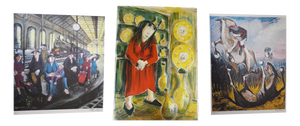 Elie Pesatori, La gare Paris, Paris Liverpool & La femme en rouge, Lithographs, 1970s-1980s, Set of 3