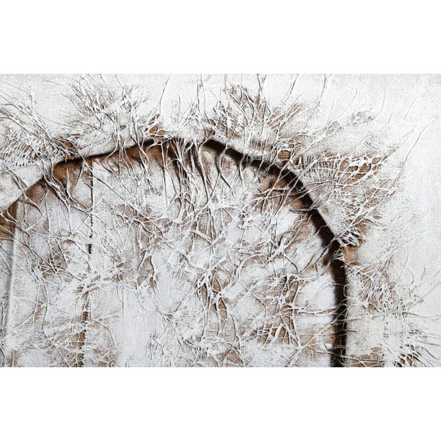 Abstract Untitled (43), Hanna Eshel Oil and Assemblage on Burlap, Signed and Dated Verso For Sale - Image 3 of 3