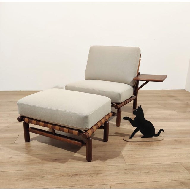 Wood IT57 Armchair with Coffee Table and Ottoman by Ilmari Tapiovaara for Arnaboldi, 1957, Set of 2 For Sale - Image 7 of 11
