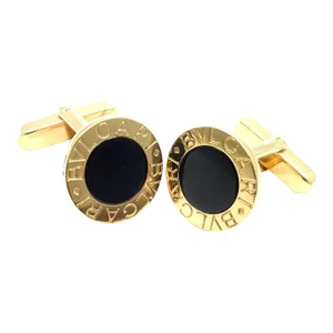 Bulgari 18k Yellow Gold Black Onyx Cufflinks