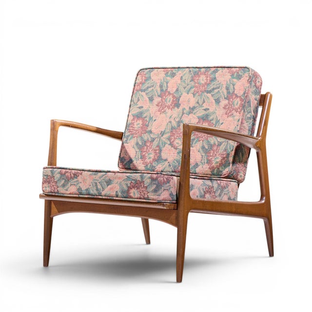 Mid-Century Modern Kofod Larsen for Selig Mid Century Danish Walnut Lounge Chair For Sale - Image 3 of 10