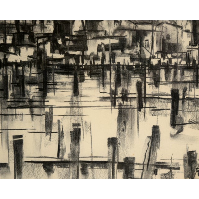 Mid Century Nautical Seascape With Seagulls in Charcoal on Paper by Maude Folmar Ramsey For Sale - Image 4 of 7