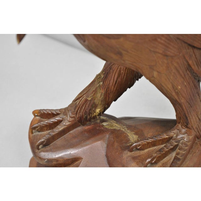 Vintage Black Forest 24" Hand Carved Wood Bald Eagle Figure Statue Sculpture For Sale - Image 11 of 18