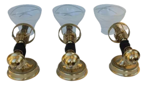 Brass Wall Light attributed to John Devoluy, 1950s, Set of 3