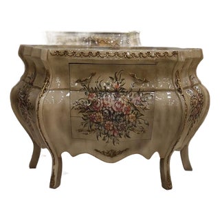 1960s Sculptural Louis XV Bombe Commode Hand Painted French Rococo Serpentine Chest For Sale