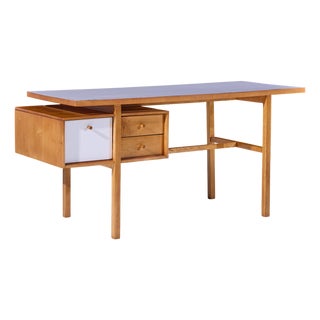Glenn of California Mid Century Walnut and White Formica Desk For Sale