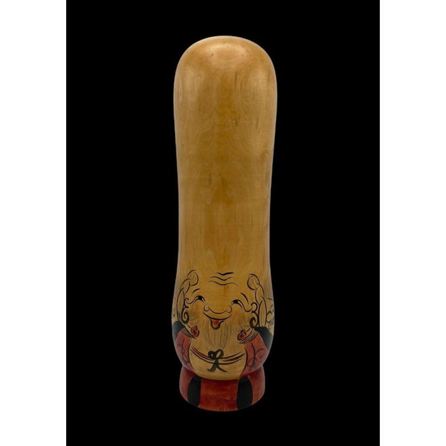 Black Vintage Sōsaku Kokeshi of Fukurokuju, 1960 For Sale - Image 8 of 8