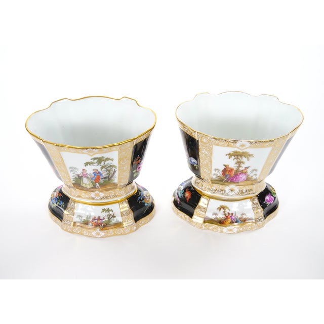 19th Century Dresden Porcelain Gilt & Painted Decorative Cachepots For Sale - Image 10 of 10