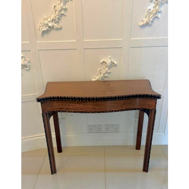 Antique Georgian Chippendale Mahogany Serpentine Console Card Table, 1770s For Sale - Image 12 of 12