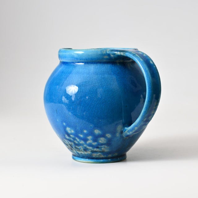 Danish Blue Glazed Ceramic Jug from Kahler, 1960s For Sale - Image 4 of 11