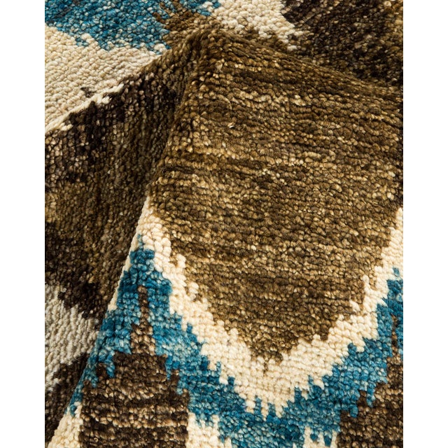 Textile Modern, One-of-a-Kind Hand-Knotted Area Rug - Green, 4' 0" x 6' 1" For Sale - Image 7 of 8