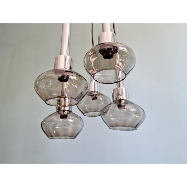 Metal Cascade Chandelier in Chrome Metal and Smoked Glass, 1960s For Sale - Image 7 of 18
