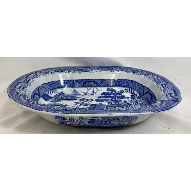 Antique Oval Blue Willow Serving Bowl Made in England - Circa 1900 For Sale - Image 13 of 13