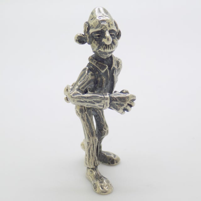 Vintage Italian Handmade Silver Elderly Bocce Player Figurine by Raspini, Arezzo, 1970s For Sale - Image 4 of 11