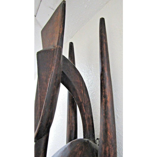 Early 20th Century Authentic Large Hand-Carved Wooden Bamana N'tomo Mask From Mali, West Africa For Sale - Image 9 of 13