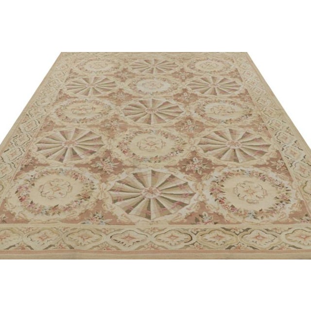 2010s Rug & Kilim’s Aubusson Style Rug in Beige-Brown With Floral Medallions For Sale - Image 5 of 7