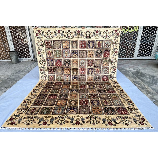 Hand-Knotted Afghan Bakhtiari Panel Garden Wool Area Rug - 8'1" X 11'5" For Sale - Image 6 of 16