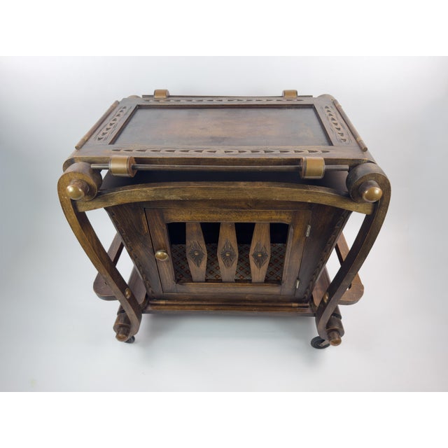 French Vintage Beech Bar Cart With Removable Tray, Mid-20th Century For Sale - Image 9 of 15