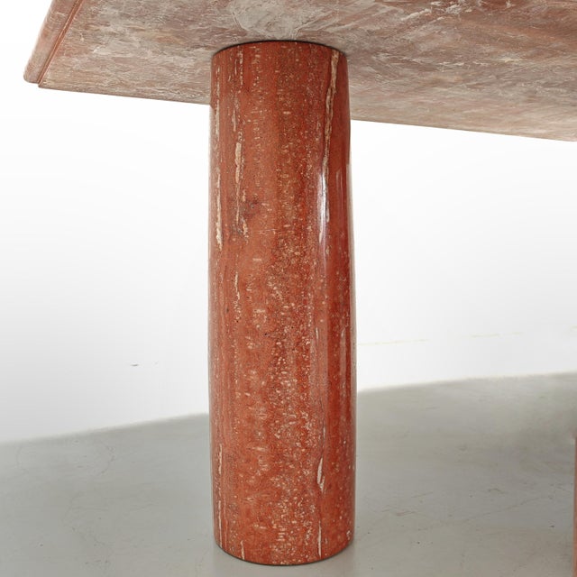Square Model Colonnato Table in Red Travertine Marble by Mario Bellini for Cassina, 1970s For Sale - Image 10 of 18