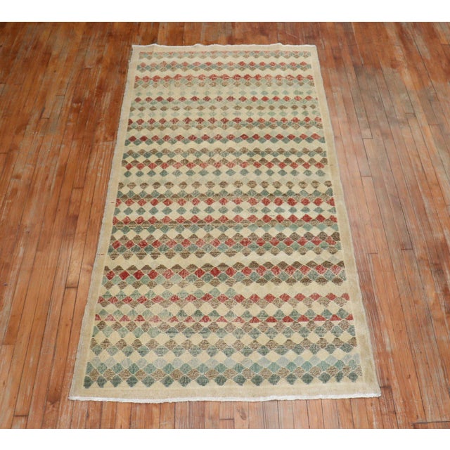 Early 20th Century Diamond Pattern Turkish Deco Rug - 4' x 8'7" For Sale In New York - Image 6 of 6