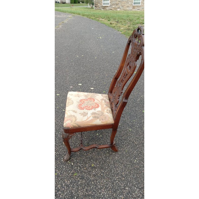 19th Century George II Carved Walnut and Burr Walnut Veneered Mahogany Side Chair, Circa 1890-1940 For Sale - Image 5 of 12