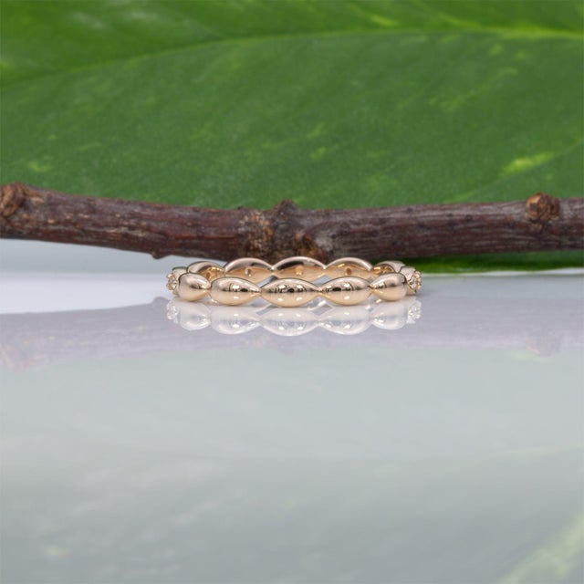Gold Earth-Mined Diamonds Band in Solid 14k Gold – Fine Jewelry, Gift for Her, Size 6.75 For Sale - Image 8 of 9