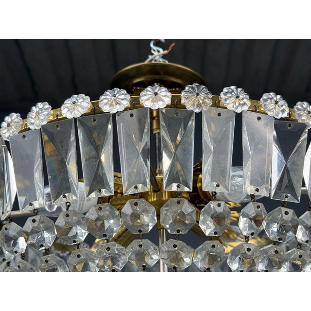 Metal Neoclassical, Basket Pendant Light, Bronze, Crystal, France, 20th C. For Sale - Image 7 of 17