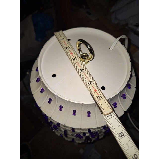 1960s Lawnware Swag Lamp, Purple Beads & Birds, Working For Sale - Image 4 of 6
