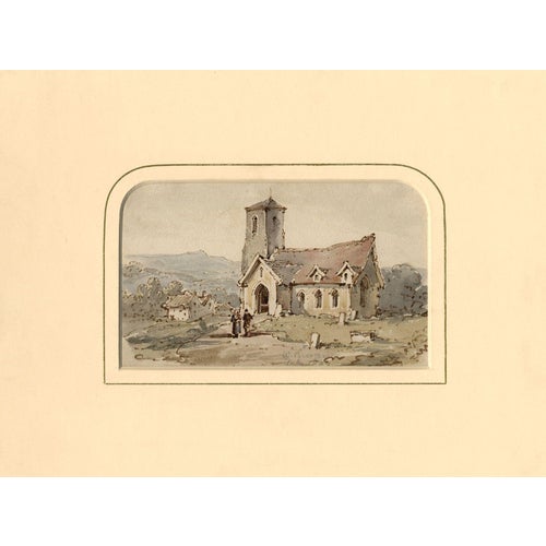 William Burgess of Dover, Country Church with Figures, 1829, Watercolour For Sale